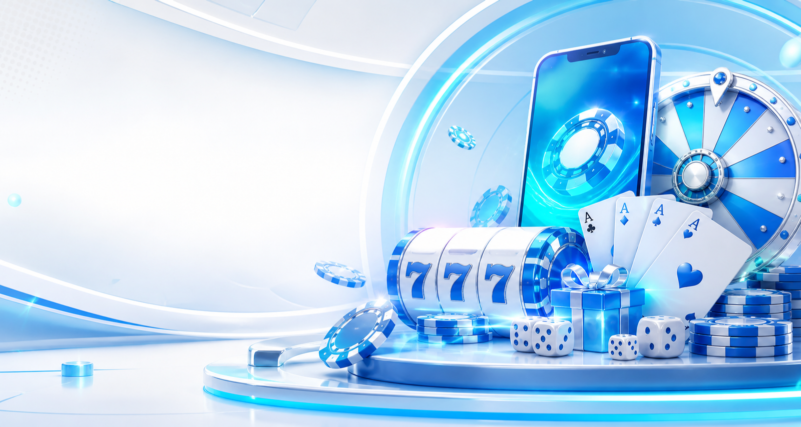 Blue slot machine and casino chips
